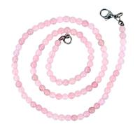 Taddart Minerals - Collana Rosa in Quarzo Rosa Naturale, Sfera da 4 mm, Lunghezza 45 cm, Argento Argentato, Unisex, Adulti