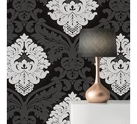 TADESSI Carta da parati barocco Gioele M1-No.2241 | Tessuto non tessuto | Nero | Bianco | Ornament | Classica