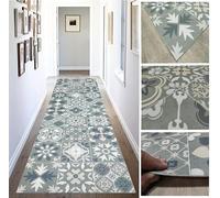 Tadi & Imperio1979 Tappeto in vinile idraulico, in piastrelle verdi con blu, oro e argento, per corridoio per soggiorno, cucina, camere da letto o moquette, vinile idraulico, articolo 873