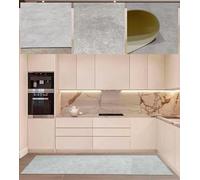 Tadi & Imperio1979 Tappeto PVC liscio beige effetto cemento lungo per corridoio corse sentieri cucina facile pulizia 65x260 cm beige