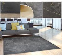 Tadi & Imperio1979 Tappeto Vinile Grigio Antracite Disegno Marmo Venato per Cucina, Tappeto Vinile per Soggiorno, Tappeto Ufficio Antidelizzante con Dettagli Oro.