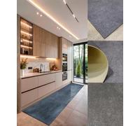 Tadi & Imperio1979 Tappeto Vinile Grigio Effetto Cemento Liscio Cucina Corridoio 50x180 cm Grigio