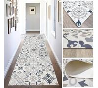 Tadi & Imperio1979 Tappeto Vinilico Idraulico Piastrelle Realistiche per Salotto per Corridoio Cucina e Moquette a Misura di Colore Beige con Tonalità Zules, Oro e Arance.