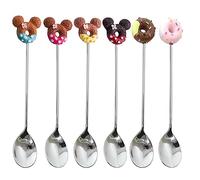 Tadipri Cucchiaino da caffè in Acciaio Inox, Finitura Lucida A Specchio, Cucchiaini caffè dal Design Elegante E Moderno, Cucchiaini Confezione da 6 Cucchiaini Inox Cucchiai A Forma di Ciambelle E Top