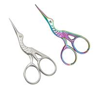 Tadipri Forbici da Ricamo, Set da 2 Pezzi, Forbici da Cucitura Forma di Cicogna, Acciaio Inox, Stile Vintage, per Ricamo, Cucito, Artigianato Fai-da-Te, Uso Quotidiano (9,5 CM, Argento e Colore)