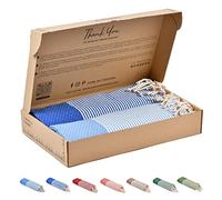 Tadussi ® Fouta XXL - Telo mare per sauna, set da 2 pezzi, ideale come asciugamano per hammam, sauna, per uomo e donna, grande, 100 x 200 - 100% cotone, colore blu navy e azzurro