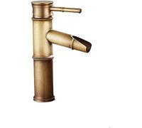 TADZKKIWM - Rubinetti dell'Acqua, rubinetti, Rubinetto a Cascata retrò Rubinetto del lavandino Rubinetto del Bacino di bambù Montato in Bronzo Rubinetto della Cucina in Rame Hotel/a(B)