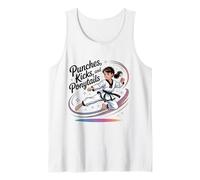 Taekwondo Girl Black Belt Punches Kicks Coda di cavallo Karate Canotta