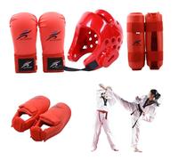 Taekwondo Sparring Gear, Karate Sparring Gear Protective Polyester Taekwondo Include elmetto da 1 pc, guanti da 1 coppia e paio di coppie di guardia, anche per mountain bike, arte marziale e altro