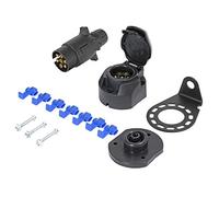 TAEUYYM Spina E Presa Rimorchio 7 Poli E Kit Metallo Staffa di Montaggio Presa, 12V Spina Presa Rimorchio 7 Poli Con Cuscinetto in Gomma Impermeabile, Per Caravan RV Camion Connettori(Fine Della Vite)