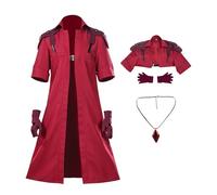 Taeyue Devil Red Trench Guanti Set Collana DMC Outfit Cosplay Costume Halloween Carnevale Vestito Uomo (Rosso, XL)