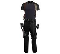 Taeyue Leon Scott Kennedy Costume da uomo, in pelle nera, costume da Game Leon S Kennedy, uniforme per Halloween, carnevale, taglia S