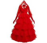 Taeyue Lydia Deetz Costume da donna Beetle Lydia Cosplay vestito da sposa rosso abito da sera Halloween carnevale set adulto L