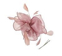 TAFACE 1 pezzo di copricapo da sposa, fascia di piume, copricapo di fiori, cappello da sposa da donna, elegante copricapo per ricevimenti di feste (rosa)