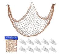 TAFACE 1 Rete da Pesca da 1,5 * 2 m con Clip in plastica Trasparente da 10 Pezzi, Rete da Pesca in Stile mediterraneo, Rete da Pesca per la Decorazione murale, Adatta per Feste, Fotografia