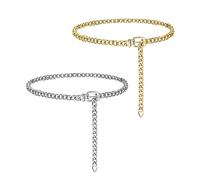 TAFACE 2 Catene Vita In Metallo, Catene Vita Regolabili Per Donna, Catene Vita Pancia, Accessori Da Spiaggia, Catene Vita Bikini, Catene Metallo, Cinghie Catena Per Donna (Oro, Argento)