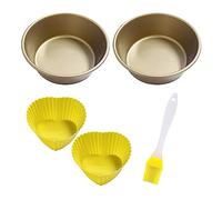 TAFACE 2 stampi per Uova per friggitrice ad Aria, 2 pirottini in Silicone, 1 Pennello per Olio, Stampo Antiaderente da 10,2 cm per Torta, Riutilizzabile, Adatto per friggitrice ad Aria, Forno (Oro)