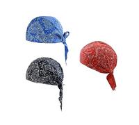 TAFACE 3 fasce elastiche sportive, traspiranti per bandana, motivo stampato, fasce regolabili, adatte per sport, ciclismo, palestra (nero, blu, rosso), Nero/blu/rosso, 55