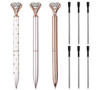 TAFACE 3 penne a sfera in cristallo con 6 ricariche, in metallo e oro rosa, regali per donne, colleghi e ragazze