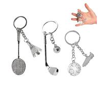 TAFACE 3 portachiavi palla calcio, badminton, portachiavi golf, accessori creativi, per borse, chiavi, ciondoli fai da te, unisex (argento), argento, Taglia unica