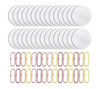 TAFACE 30 Portachiavi A Disco Trasparente Da 5 Cm Con 30 Catenine, Dischi Acrilici Vuoti Per Portachiavi Fai-Da-Te, Etichette Decorative, Lavori Di Bricolage, Cartelli Per Pittura E Feste