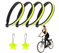 TAFACE 4 pezzi collari riflettenti, clip per pantaloni riflettenti, con 2 ciondoli a forma di stella, estensibili per jogging, trekking, campeggio, ciclismo, passanti per pantaloni (giallo)