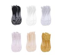 TAFACE 6 paia di calzini da donna alla caviglia in pizzo calzini casual da donna calzini bassi antiscivolo per danza, passeggiate, fitness, nero, bianco, rosa, grigio, color_pelle, zenzero, 38