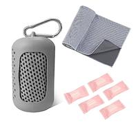 TAFACE Asciugamano Grigio Ad Asciugatura Rapida, 5 Compressi, Microfibra, Assorbente Leggero, Rinfrescante per Palestra, Spiaggia, Campeggio