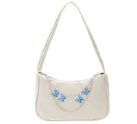 TAFACE Borsa a Tracolla da Donna Con Catena a Farfalla - Pochette in Pelle PU, Alla Moda, Casual, Con Chiusura Lampo - Bianco, 22 x 14 x 8 cm