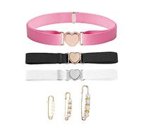 TAFACE Cintura A Cuore 3 Pezzi, Fibbia In Vita, Elastica Regolabile, Carina, Per Ragazzi (Nero, Bianco, Rosa)