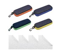 TAFACE Custodia per occhiali con 4 panni per la pulizia, rigida per studenti, donne, uomini (blu, verde, arancione, giallo), taglia unica