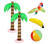 TAFACE Palma Gonfiabile 2 Pezzi, Pallone Da Spiaggia Gonfiabile 1 Pc, Pappagallo Gonfiabile 1 Pc, Banana Gonfiabile 1 Pc, Set Di Gioco Gonfiabile, Decorazione Della Festa, Giocattoli Gonfiabili Da