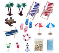 TAFACE Set Da Spiaggia - Confezione Da 18 Mini Decorazioni Estive Con Conchiglia e Ombrellone - Accessori Per La Decorazione Fai Da Te