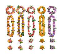 TAFACE Set di 20 ghirlande hawaiane, braccialetto con collana, fiori hawaiani, set per feste tropicali, decorazione per feste in piscina, feste estive