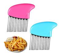 TAFAFTL 2 Pezzi Taglia Patate Ondulato, Affettatrice Ondulata Coltello Utensile da Taglio Increspato per Tagliare Frutta Verdura Taglierina a Lama Ondulata( 2 Colori )