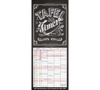 Tafel Timer 2026: Typo Art Familienkalender mit 4 breiten Spalten in Tafeloptik. Hochwertiger Familienplaner mit Ferienterminen, Vorschau bis März 2027.