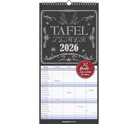 Tafel Timer Familienplaner 2026 - Familienkalender 22x45 cm - 4 Spalten - Kalender mit Ferienterminen und vielen Zusatzinformationen - Wandkalender