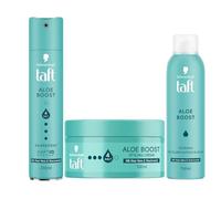 TAFT Spray per capelli (250 ml) e spray per texture (150 ml) e crema per lo styling (100 ml) Aloe Boost, tutti i tipi di capelli, per volume e onde naturali, con aloe vera e niacinamide garantisce un