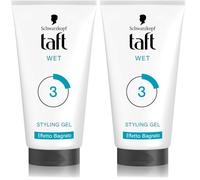 Taft Wet Styling Gel 150ml, Gel per capelli effetto bagnato, con formula vegana, delicato su capelli e cuoio capelluto (Confezione da 2)
