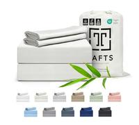 Tafts - Lenzuola in bambù per letto king size, 100% pura viscosa biologica, lenzuola in bambù 400 fili, 4 pezzi - tasca profonda da 43,2 cm - effetto seta, rinfrescante, antistatico, ipoallergenico (avorio bianco)