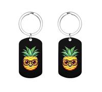 Tag chiave stampati portachiavi in metallo ananas del fumetto etichette chiave personalizzate con anello regali unici
