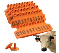 Tag del bestiame da 100 pezzi con numeri grandi etichette per il bestiame per polpacci per porcelli di capra di capra, tag di identificazione dell'ID animale arancione 101-200