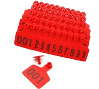 Tag del bestiame da 100 pezzi con numeri grandi etichette per il bestiame per polpacci per porcelli di capra di capra, tag di identificazione dell'ID animale rosso 101-200