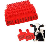 Tag del bestiame da 100 pezzi, etichette per cagnello di bestiame di plastica per capre di bovini di capre cervi, numerati per l'identificazione degli animali da allevamento rosso 701-800