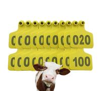 Tag del bestiame tag di mucca tag di identificazione del bestiame 001-500 tag di mucca capre etichette per animali da polpaccio con numeri Yellow 4 * 5cm (1.57 * 1.96in) 001-100