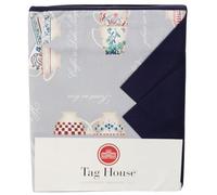 TAG HOUSE Servizio Da Tavola Tovaglia + Tovaglioli Rettangolare Varie Misure 100% Puro Cotone (TAZZINE V21, 150 x 270-12 Posti)