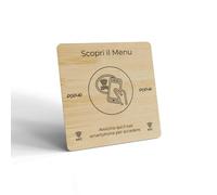 Tag NFC Menu Quadrato in Legno 70x70 mm - Menu digitale adatto a Ristoranti e Bar Esperienza Unica clienti e Risparmio