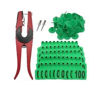Tag 'orecchio per bovini-001-100 Etichette ID animale numerate, tag di identificazione del bestiame di durevoli, soluzione di marcatura facile | Applicatore strumento bovini di manzo, cap