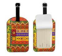 Tag per bagagli con motivi nazionali africani con retro completo privacy nome carta d'identità etichette valigia identificatori in pelle PU etichette bagagli bagagli