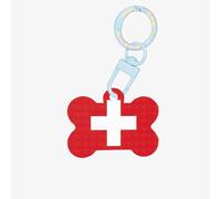 Tag per cani con bandiera svizzera portachiavi in acrilico a forma di osso di cane etichette per cani e gatti, S, Acrilico